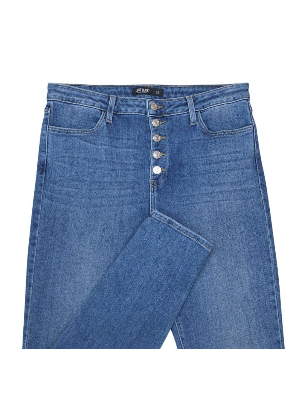 Just Black Womens High-Rise Skinny Jeans Size 32 Blue Denim Button-Fly USA-Made